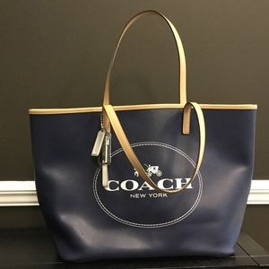 Coach Hudson Tote - Navy and Tan - Carriage Logo